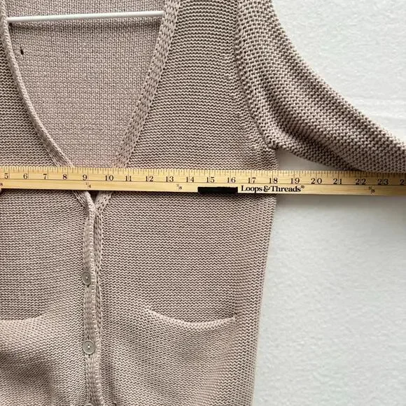 Alexander Wang Women's XS Beige Tan Cotton Heavy Knit Button Cardigan Sweater